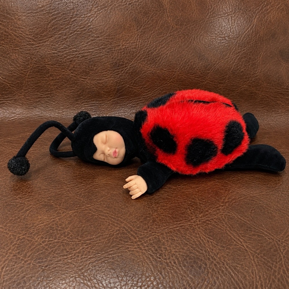 Vintage 1998 Anne Geddes Ladybug Baby Plush Beanbag Doll 9 Inch Unimax Toys